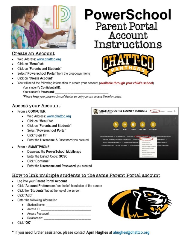 POWERSCHOOL PARENT PORTAL ACCOUNT INSTRUCTIONS Chattahoochee County 