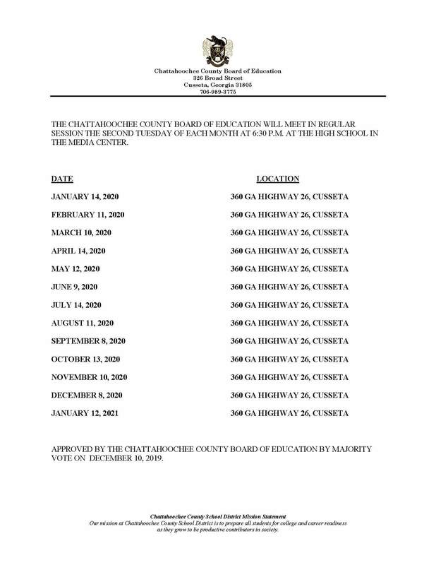2020 School Board Dates